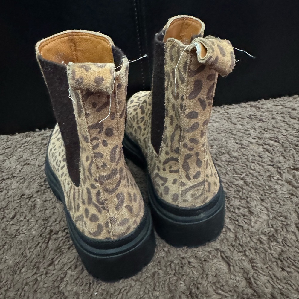 Lucky Brand Ellerey Javen Boots Booties Animal Print Wool Leather Suede 6 - Picture 5 of 9